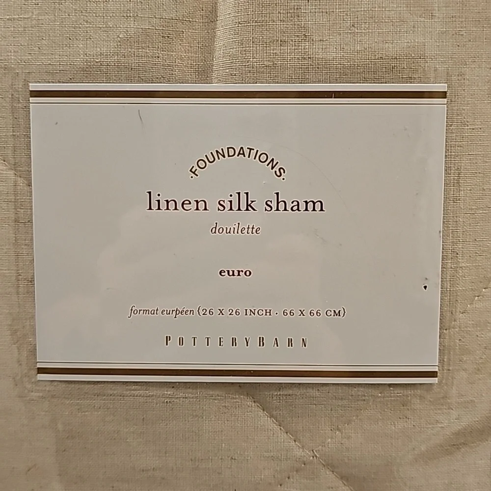 Pottery Barn Wheat & Toupe Linen Silk Blend Euro - Sham Set Of 2